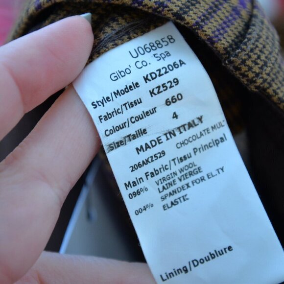 Michael Kors Runway Collection Italian Wool Brown Plaid Straight Leg Pants Sz 4 - Picture 9 of 9